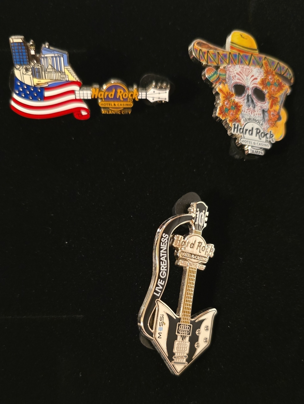 Hard Rock Cafe Guitar Pin Collection - Colorful Enamel Set (3)